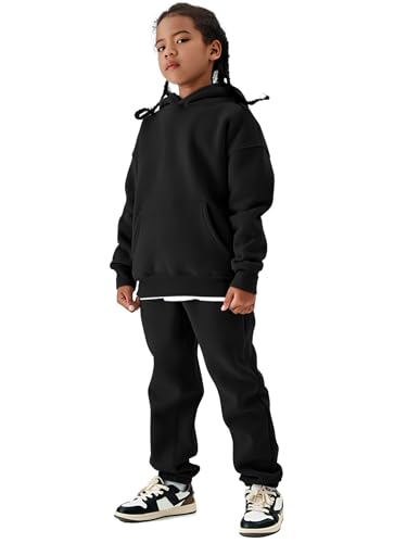YKR Kids Sweatsuit Girls Boys Fleece 2 Piece Outfits Hooded Sweatshirt and Jogger Sweatpants Athletic Clothing Sets