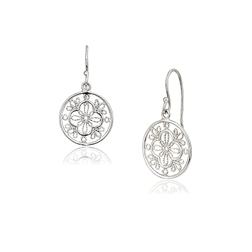 Vanbelle Sterling-Silber-Schmuck komplizierter Blumen-Design-Ohrring mit Rhodinierung für Frauen und Mädchen Cover