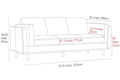 Image of Valencia Artisan Full Leather Sofa 88 inch - Pure Full Italian Nappa Leather Couch, Solid Wood Accent, Ultimate Comfort, Cognac Tan