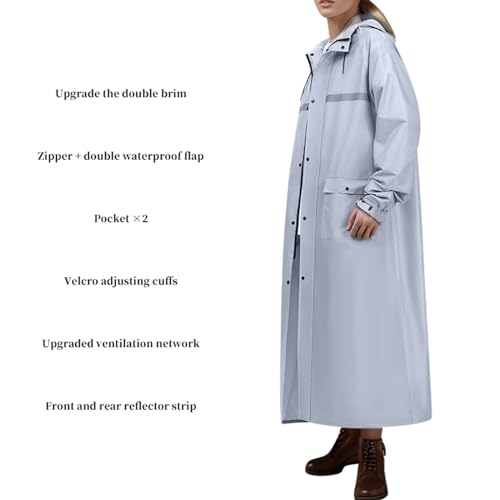Poncho de lluvia unisex con rayas reflectantes impermeable reutilizable extra largo 3
