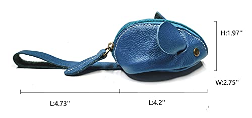 Genuine Leather Mouse Coin Purse Wallet, Womens Change Purse With Zipper, Cute Soft Leather Coin Pouch Mini Size (Blue) #TOP3