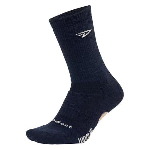 DEFEET | Woolie Boolie 6" - D-Logo Crew Cycling Socks | For Biking, Running, & Everyday Adventures | Navy | Large Cover