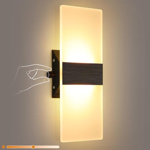 Image of Lightess Indoor Wall Sconce with Switch, Black, LED, Warm White, 1 Pack | Hardwired, Dimmable, Acrylic, For Bedroom Living Room Hallway