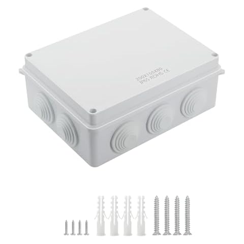 LeMotech ABS Plastic Dustproof Waterproof IP65 Junction Box Universal Electrical Project Enclosure White 7.8 x 6.1 x 3.1 inch (200 x 155 x 80 mm) Cover
