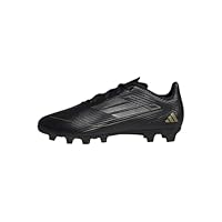 adidas Unisex Kids F50 Club Football Boots Flexible Ground, Core Black/Iron Metallic/Gold, 5.5 UK