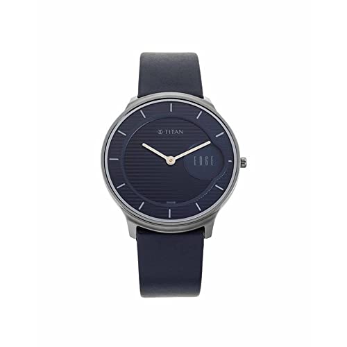 Titan Edge Quartz Analog Blue Dial Leather Strap Watch for Men-NS1843QL01 - Image 2