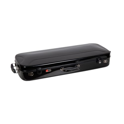 Image of Crossrock Fiberglass Mandolin Case - Oblong for A & F-Style (Universal Fit) | Black Gloss, Forest Green Velvet, TSA Lock, Hygrometer, Backpack Straps - Pro Travel Series