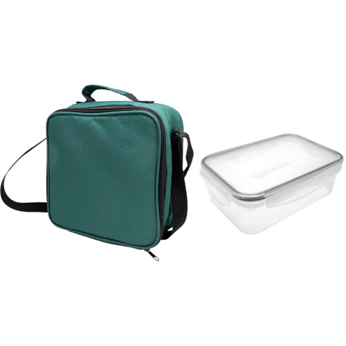NERTHUS FIH 1508 Fiambrera térmica verde con recipiente hermético 1L, bolsa porta alimentos con interior aislante, fácil de limpiar, con asa, ideal para trabajo y oficina