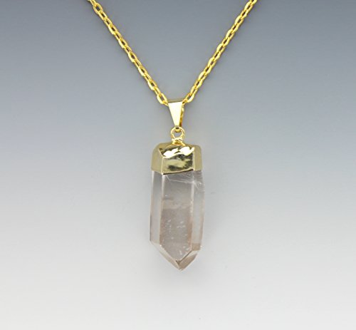 Gold Plate Quartz Point Pendant