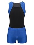 Lorilida Kids Boys Gymnastics Leotards Training Uniform Sport Bodysuit and Shorts Leggingg Set Blue 7-8 Years