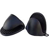 富士スカイ プロ用 鍋つかみ ミトン 極厚シリコン 耐熱 250度 対応： オーブン | キャンプ | キッチン | ダッチオーブン | スキレット | フライパン | 鍋 | グリル | 網 (ブラック)