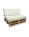Asiento y Respaldo de Espuma para Sofá Palet (Conjunto Completo) - Polipiel Náutico Color Blanco - Densidad Respaldo D20 Suave-Blanda - Densidad Asiento D25 Media-Dura (Dimensiones 120x40x20x15 cms)