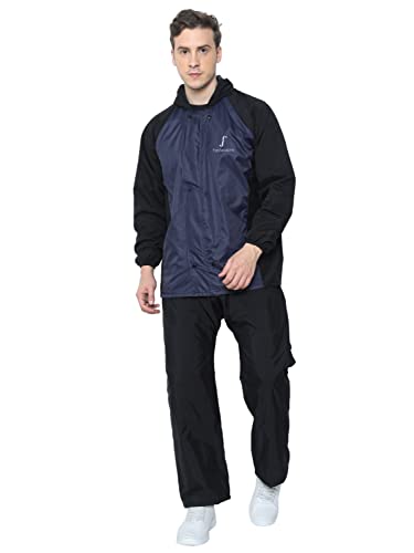 Image of FabSeasons Lightweight Waterproof Raincoat set of Top & Bottom for Men's, with hood & Reflector at back