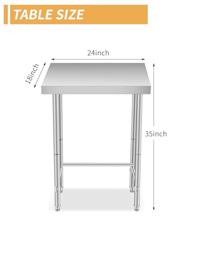 Stainless Steel Table 18x24 Inch, Stainless Steel Kitchen Prep Table, Commercial Utility Work Table