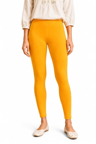Image of Women's Cotton Lycra Ankle Length Leggings | Regular Rise, Soft 4 Way Stretch Fabric | Casual & Ethnic Wear