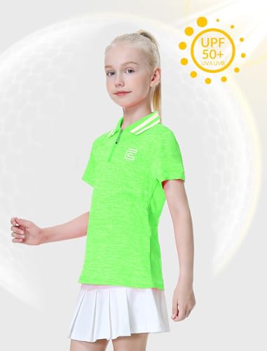 Image of EXARUS Girls Golf Polo Tennis Shirts Sleeveless Kids V-Neck Tank Tops | Equestrian UPF 50+ Quick Dry Clothes