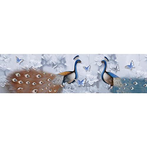 Art photo pour salon décor avec motif paon fleur papillon 60x220cm