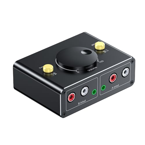 Adaptateur audio 3,5/2RCA commutable avec bouton volume pour câble stéréo PC TV
