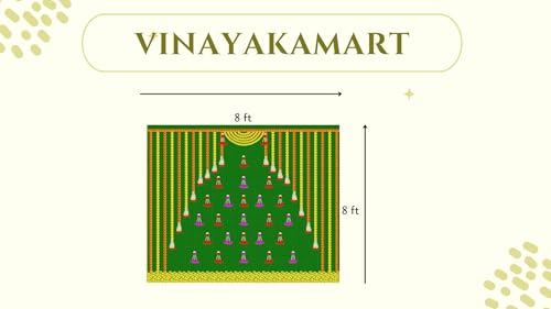 Image of Coconut backdrops Cloth for decorationss | varalakshmi Backdrop | Coconut backdrops| Pooja Backdrop Decoration Cloth (8X8 FEET) |Back Drop Cloth for Decoration | varlaxmi puja Decorations Cloths