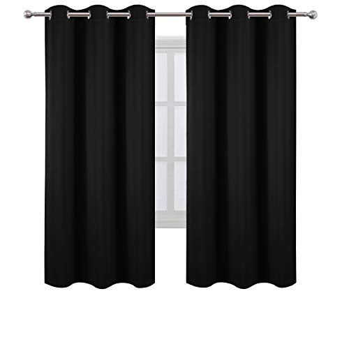 Image of LEMOMO Black Thermal Blackout Curtains /42 x 72 Inch /Set of 2 Panels Room Darkening Curtains for Bedroom