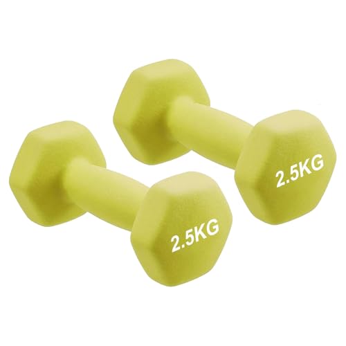 Image of AmazonBasics Neoprene Dumbbell Pair, 2 x 2.5Kg (Green)