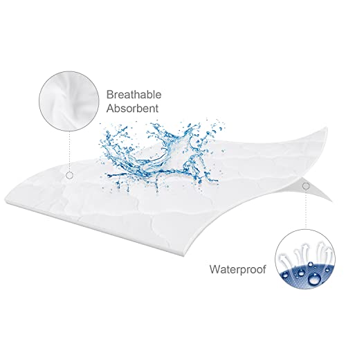 Image of Bassinet Mattress Pad Cover Fit for Hourglass /Oval Bassinet, 17'' x 33'' | Waterproof Quilted Mattress Protector Sheets, 2 Pack, Ultra Soft Breathable, White and Grey