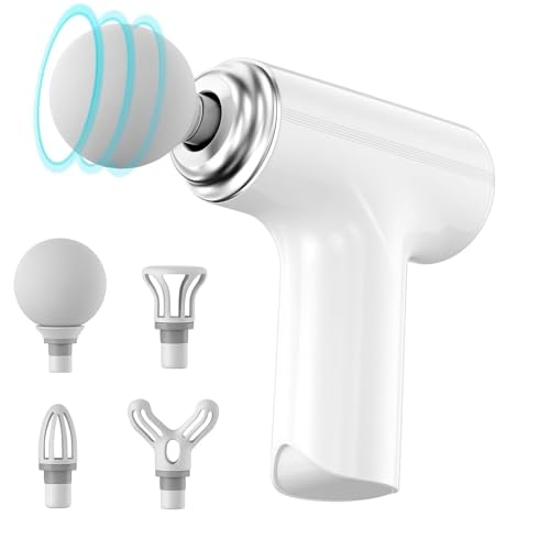 Image of Massage Gun Deep Tissue, Muscle & Body Pain Relief | Special Body Massager for Pain Relief | Massage Gun for Back Leg & Full Body, Neck, Shoulder, Back, Foot | 4 Specialized Heads For Full Body Pain Relief (White)