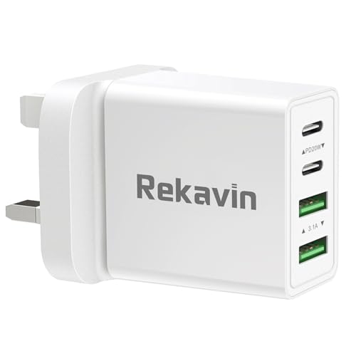 USB Type C Plug UK 40W Multi Ctype Plug Fast Charger Dual USBC Power Adapter i Phone Apple C Plugs with Multiple Port Head Fast Charging for iPhone 17 16 15 14 13 12 11 Pro Max Plus iPad A16 Watch