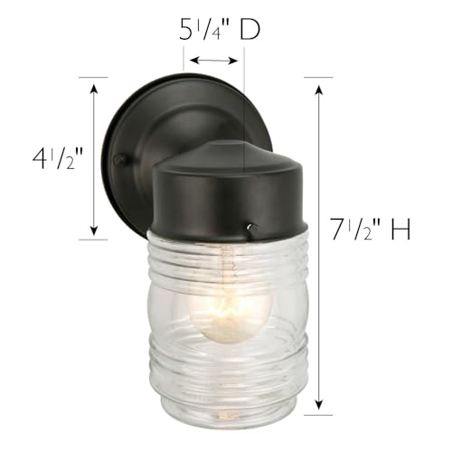 Image of Design House 2-Pack Jelly Jar Wall Light, Indoor or Outdoor, Clear Glass, Matte Black, 590232