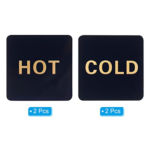 PATIKIL Self Stick Hot/Cold Water Label, 2 works/4 Pack Acrylic Square Sticker Signs for Faucets Sinks Black - Image 3