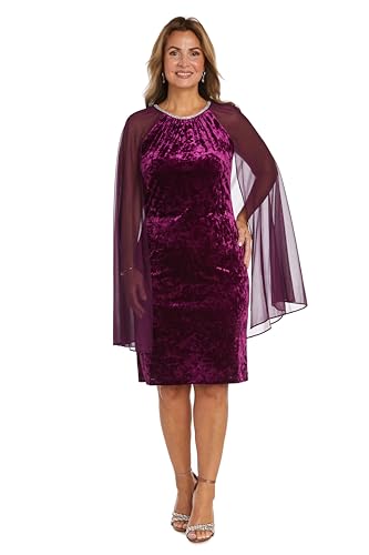 Image of R&M Richards Women's Metallic Foil Print Bodycon Dress W /Draped Capelet - Knee-Length Cocktail Party Outfit