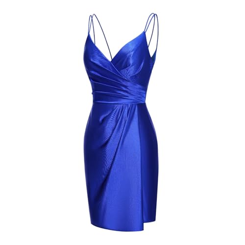 Satin Short Homecoming Dresses 2025 A Line Ruched Tight Backless Cocktail Evening Party Dress for Women IK1134