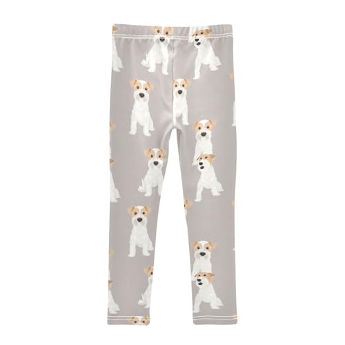 White Dog Girls Leggings,Workout Leggings for Girls Toddler Athletic Legging Size for 3-10T2
