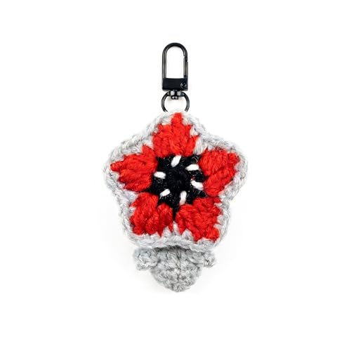 Stranger Demogorgon Crochet Keychain 3 Inch Handmade Flower Bag Charms Purse Charms Backpack Charms Cute Keychain Accessories for Teens Car Key Chain Fan Gift Cute Stuff (small)