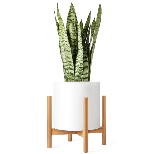 Mkono Plant Stand Mid Century Wood Flower Pot Holder (Plant