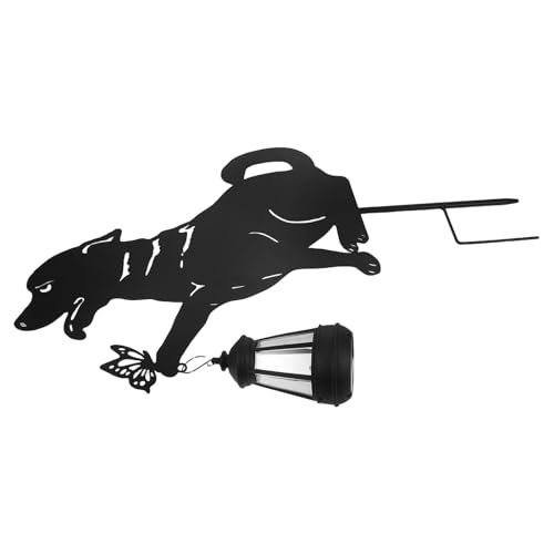 Lampe solaire extérieur chien métal piquet de jardin étanche lanterne