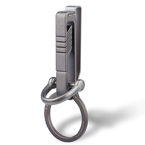 TISUR Belt Keychain Titanium Belt Loop Key Holder with Detachable Keyring for Men and Women (BK1+D ring)