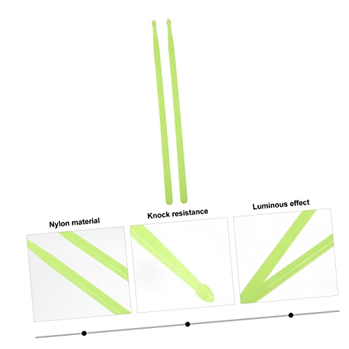 Baquetas para batería Holibanna, 2 piezas, color verde luminoso, fabricadas en madera de nogal con LED para actuaciones nocturnas, suaves y ligeras miniatura 2
