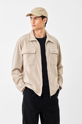 Image of SNITCH Men Casual Jacket | Regular Fit Textured Pattern With Lapel Collar & Full Sleeve | Polyester Blend Zip Closure For Everyday Street Style & Layering