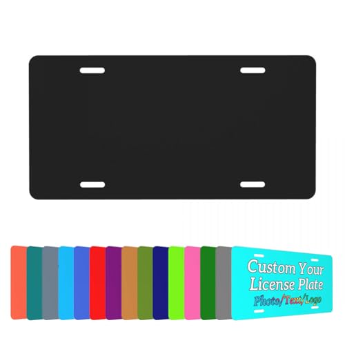 Omijnuhbgt Customized License Plate for Front of Car, Upload Your Own Picture, Logo, Text, Personalized Aluminum Decorative License Plates, PureBlack, 6
