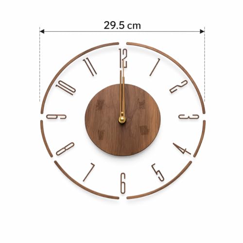 Image of Xtore Elegant Minimalist Wooden Wall Clock for Living Room, Bedroom & Office Decor | Contemporary Open-Frame Design with Natural Wood Center (30 cm Diameter)