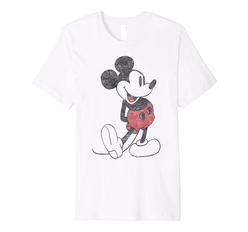 T-shirt Mickey Mouse Vintage Portrait Disney haut de gamme pour adulte en coton