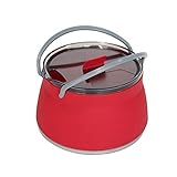Folding Saucepan, Camp Cookware Hiking Silicone Folding Saucepan Water Kettle With Lid Cookware Travel Camping Pot(Red)