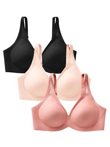 Wireless Jelly Bras for Women - Deep V No Underwire Bralette with Support - Seamless Comfortable Lightly Padded T-Shirt Bra