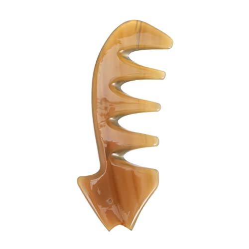 MERRYHAPY Peine de Masaje para El Cuero Cabelludo de Cuerno de Buey Natural Herramienta de Raspado de Guasha Guía de Masaje Multifuncional