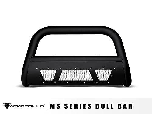 Image of Armordillo 8717196 MS Series Studded Aluminum Mesh Bull Bar - Matte Black Fits 2007-2021 Toyota Tundra / 2008-2021 Sequoia