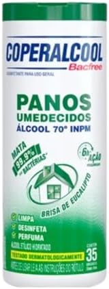 Panos Umedecidos Coperalcool 70 INPM Álcool 35 Unidades Limpeza R...