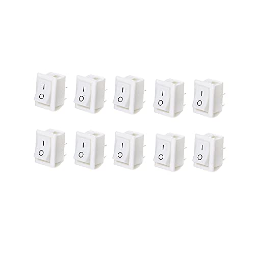10 Pcs On/Off Boat Rocker Switch Toggle 2 Position On/Off 2Pin for Boat,Household Appliances,Car Marine,Snap,WhiteAC250V/6A125V/10A (White)