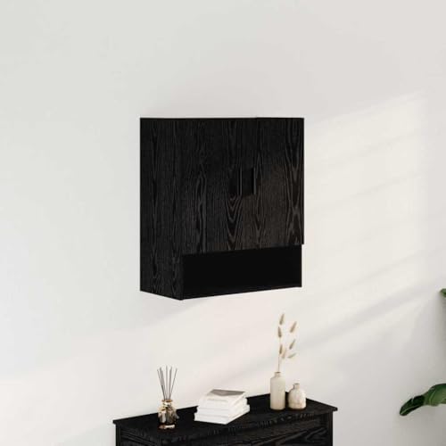 Meuble mural chêne noir 60x31x70 cm en bois d'ingénierie rectangle - 3