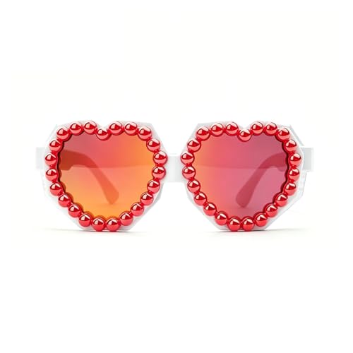Image of laureles Fashion Pearl Heart Shaped Goggle Y2K Sunglasses Women One Piece Oversized Love Sun Glasses Men